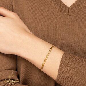 NEW 14K Yellow Gold Interweave Chain Boho Minimalist Luxury Bracelet